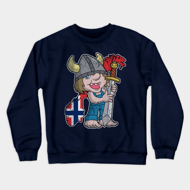 Norwegian Troll Norway Map Flag Crewneck Sweatshirt by E